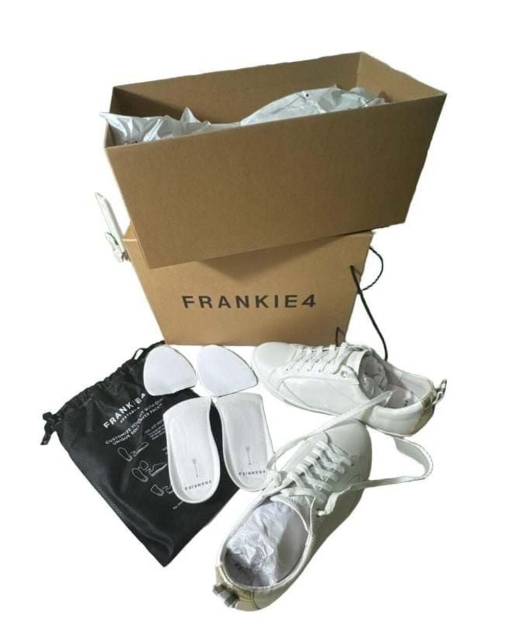 Frankie4 Asher White/Gold Women's Leather Sneaker Size 10